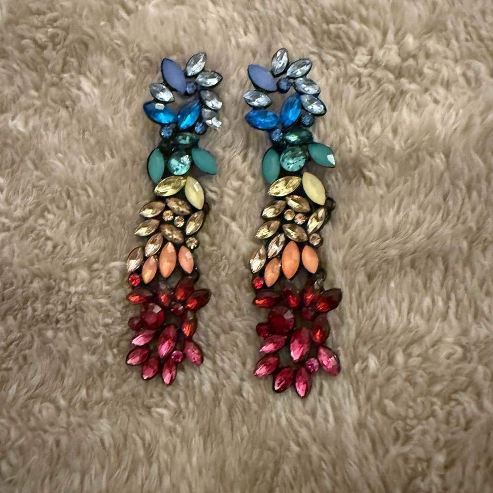 Multicolor Drop Crystal Statement Earrings